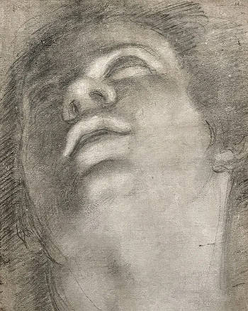 Preparatory Drawing for the Frescos of Palazzo Farnese of a Foreshortened Head, Annibale Carracci