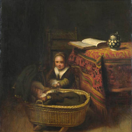 >A Little Girl Rocking a Cradle, Nicolas Maes