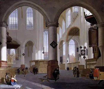 Trompe-l'oeil of Interior of the Nieuwe Kerk, Delft, Cornelis de Man