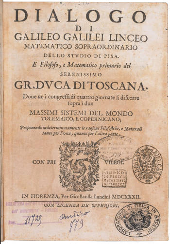 Title-page of Dialogo, Galileo  Galilei
