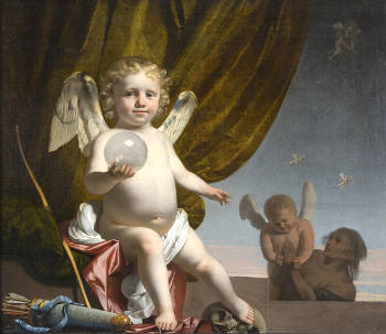 Cupid Holding a Glass Orb, Caesar van Everdingen