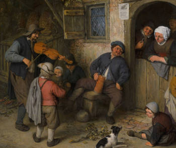 Fiddler  at the Door of a House, Adriaen van Ostade