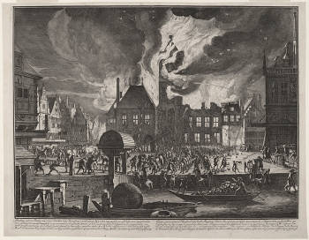 Burning of the Old Amsterdam Town Hall, Jan van der Heyden