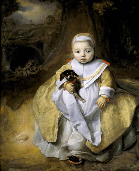 A Child Holding a Dog, Govaert Flinck