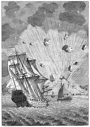 The eruption of Gamkonora at Halmahera, the largest of the Moluccas, Indonesia, in 1673, French Anonymous