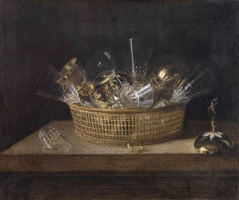 Glasses in a Basket, Sébastien Stoskopff