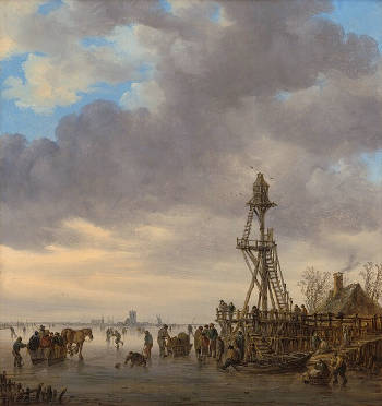 Ice Scene near a Wooden Observation Tower, v