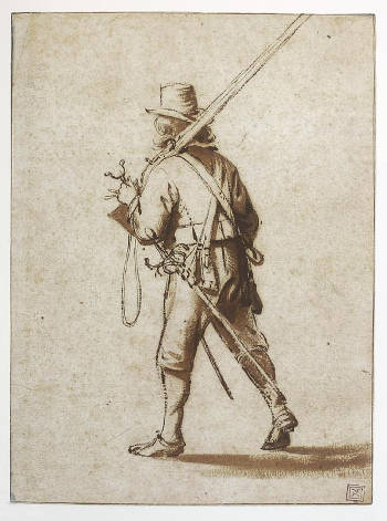 A Walking Musketeer Seen
from Behind, Anthonie Palamdesz.