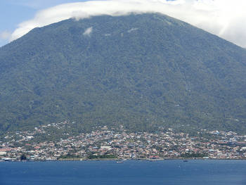 Gamalama Volcano on Ternate in the Moluccas