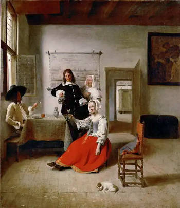 Woman Drinking with Soldiers, Pieter de Hooch