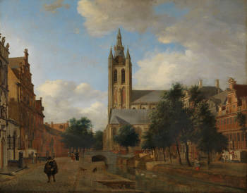 The Oude Delft Canal and the Oude Kerk, Delft, Jan van der Heyden