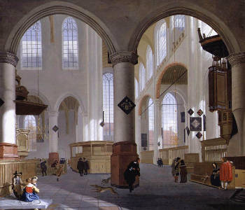 Interior of the Oude Kerk, Delft, Cornelis De Hombre