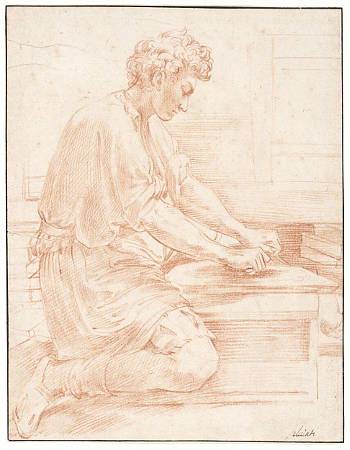 A Garzone Grinding Pigments,  Parmigianino