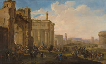 Army Advancing among Roman Ruins, Jacob van der Ulft