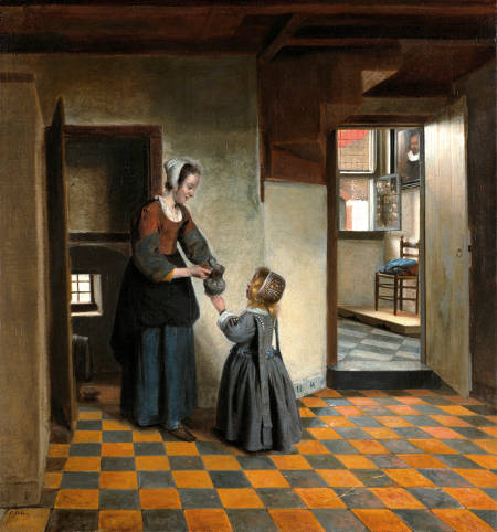 A Maid with a Child in a Pantry, Pieter de Hooch