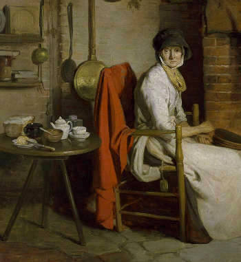 A Cottage Interior: An Old Woman Preparing Tea, William Redmore Bigg 